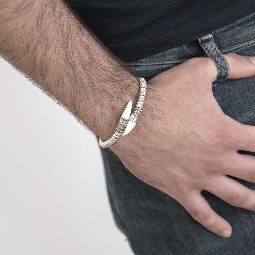 Pulsera Plata Colmillos Serpiente