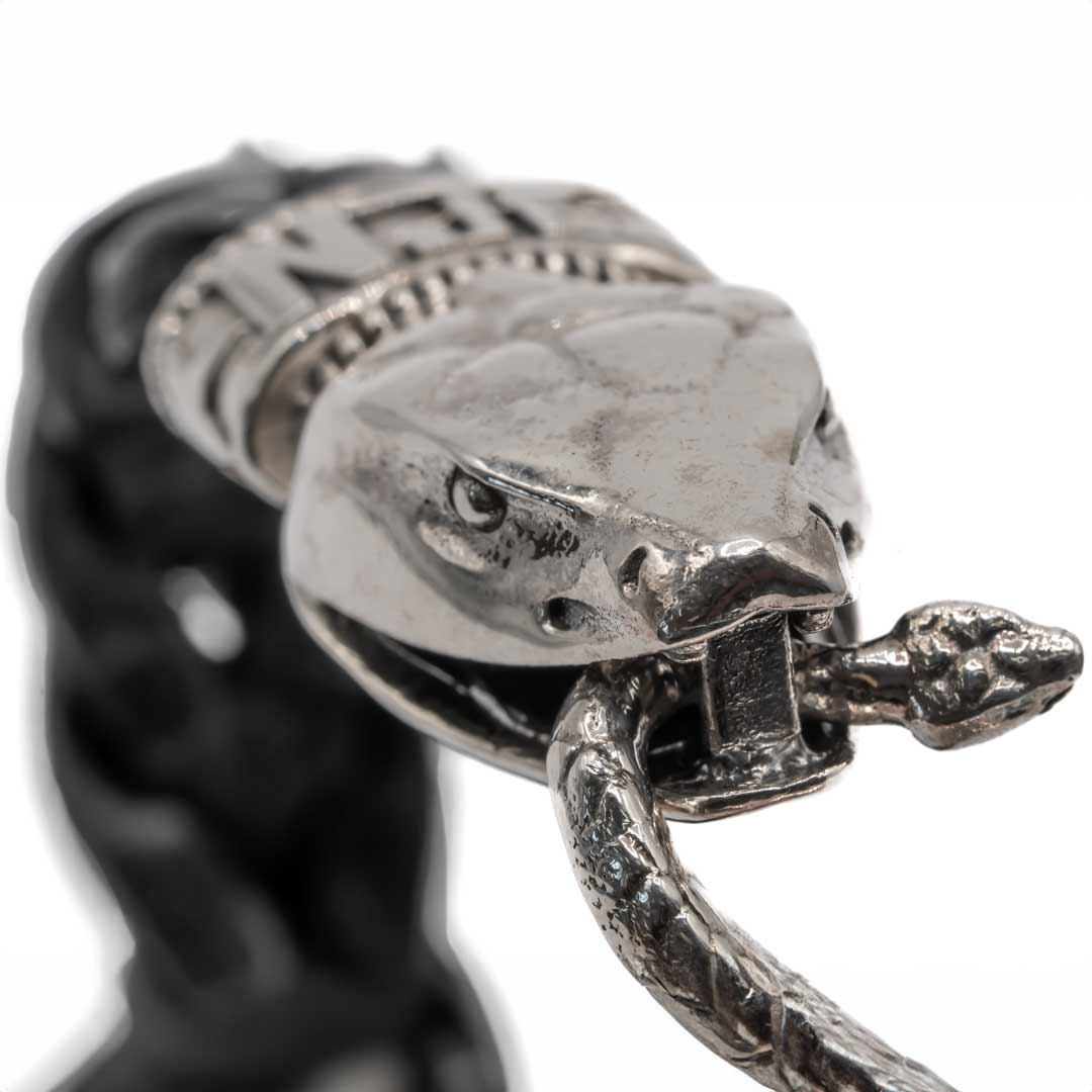Pulsera cuero negro Serpiente Grande