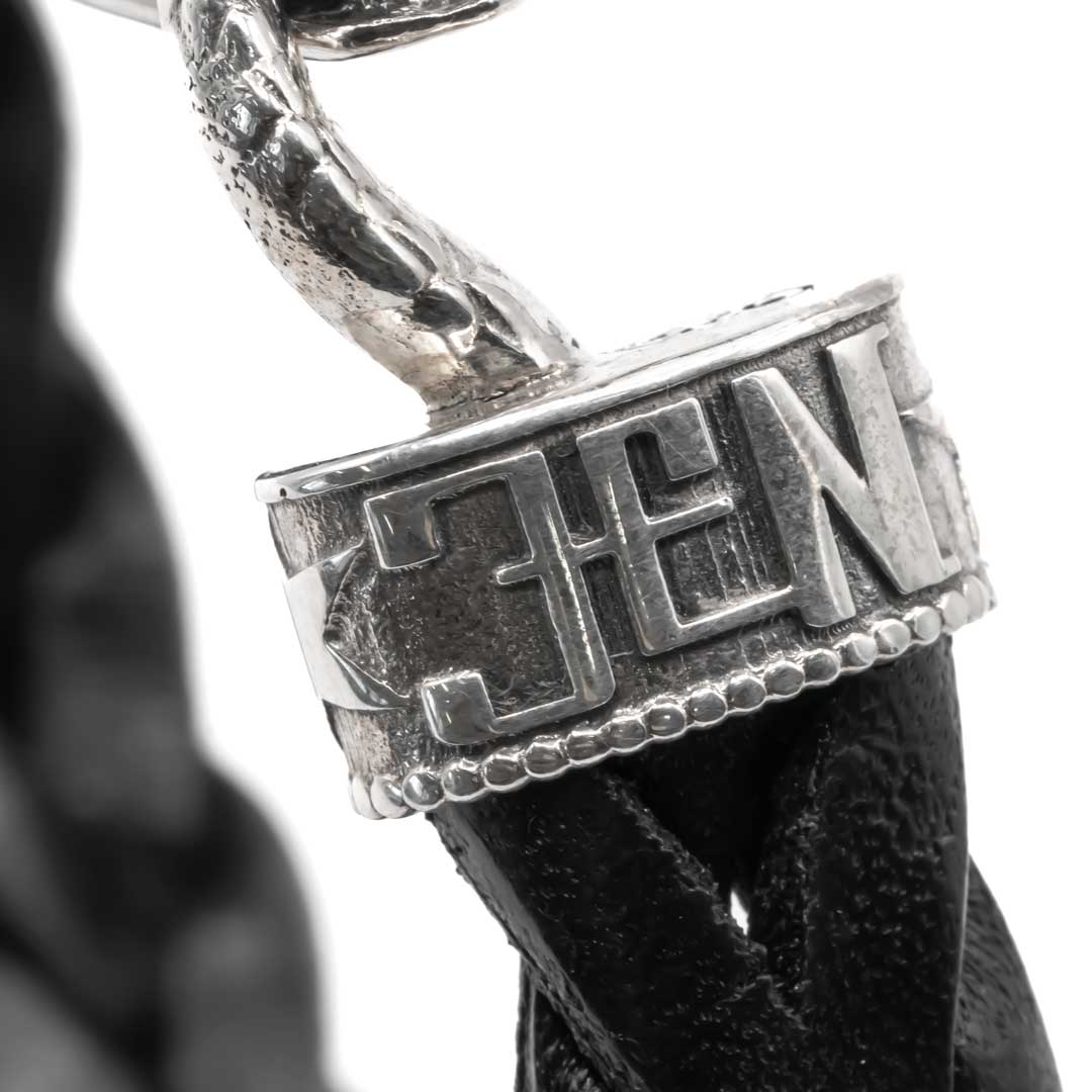 Pulsera cuero negro Serpiente Grande